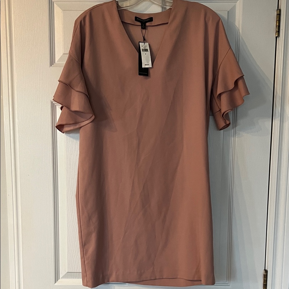 NWT Banana Republic Blush Ruffle Sleeve Mini Dress - Picture 1 of 3